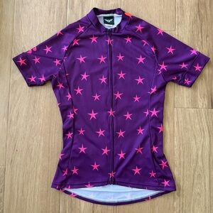 Twin Six Women’s Cycling Jersey Purple Pink Stars 3 Pocket Back XS